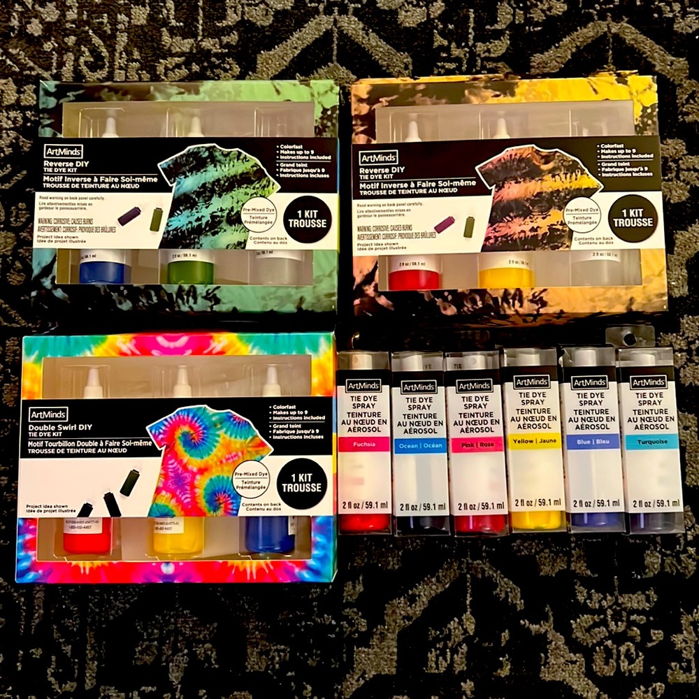 Artminds Tie Dye Kits & Tie Dye Sprays  **All NIB**